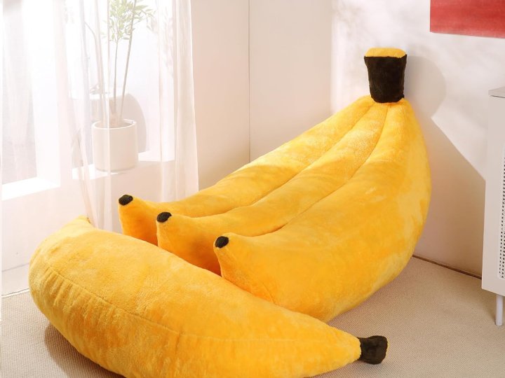 IEVENW Banana Bean Bag Chair with Ottoman Floor Sofa Bed