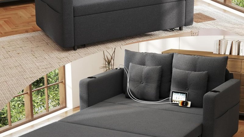 Krcix 3 in 1 Sofa Bed 56 Inch Convertible Pull Out Couch