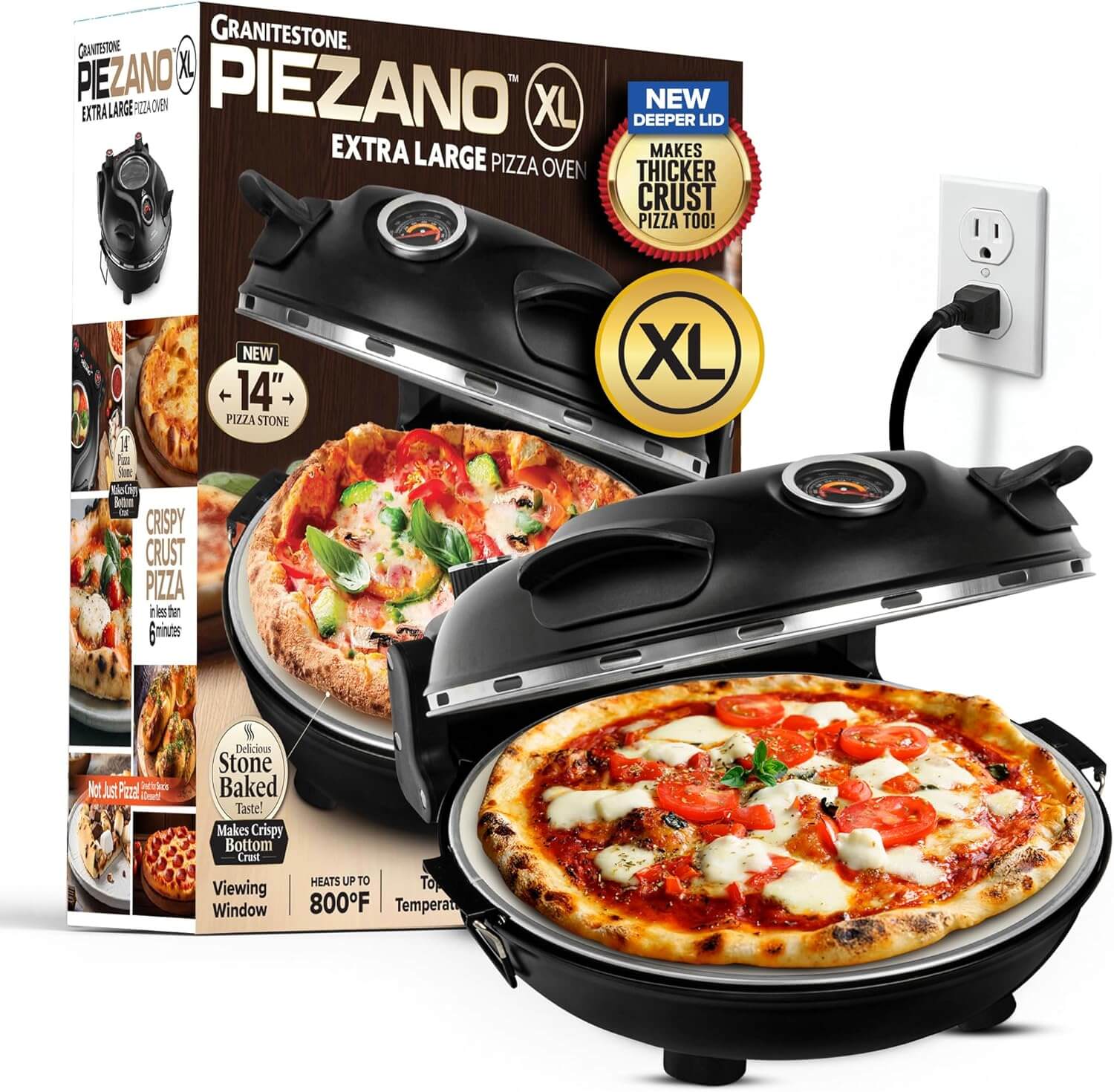 PIEZANO XL 14 Inch Extra Large Crispy Crust Pizza Oven