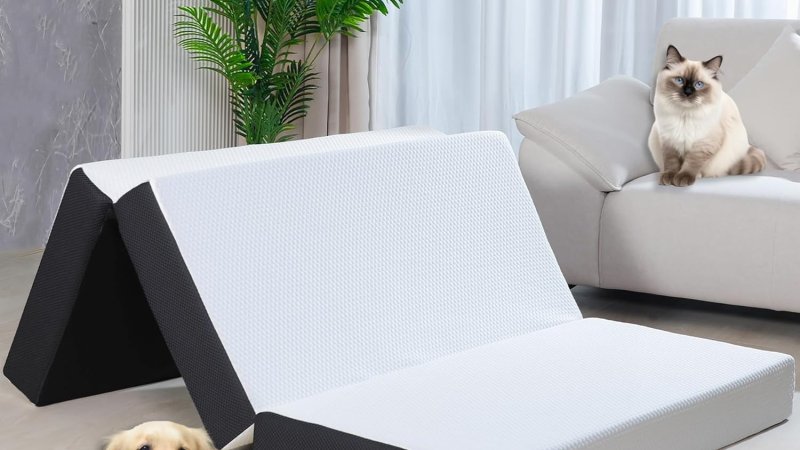 Roxzo Folding Queen Size 6 inch Tri-fold Memory Foam Mattress Topper