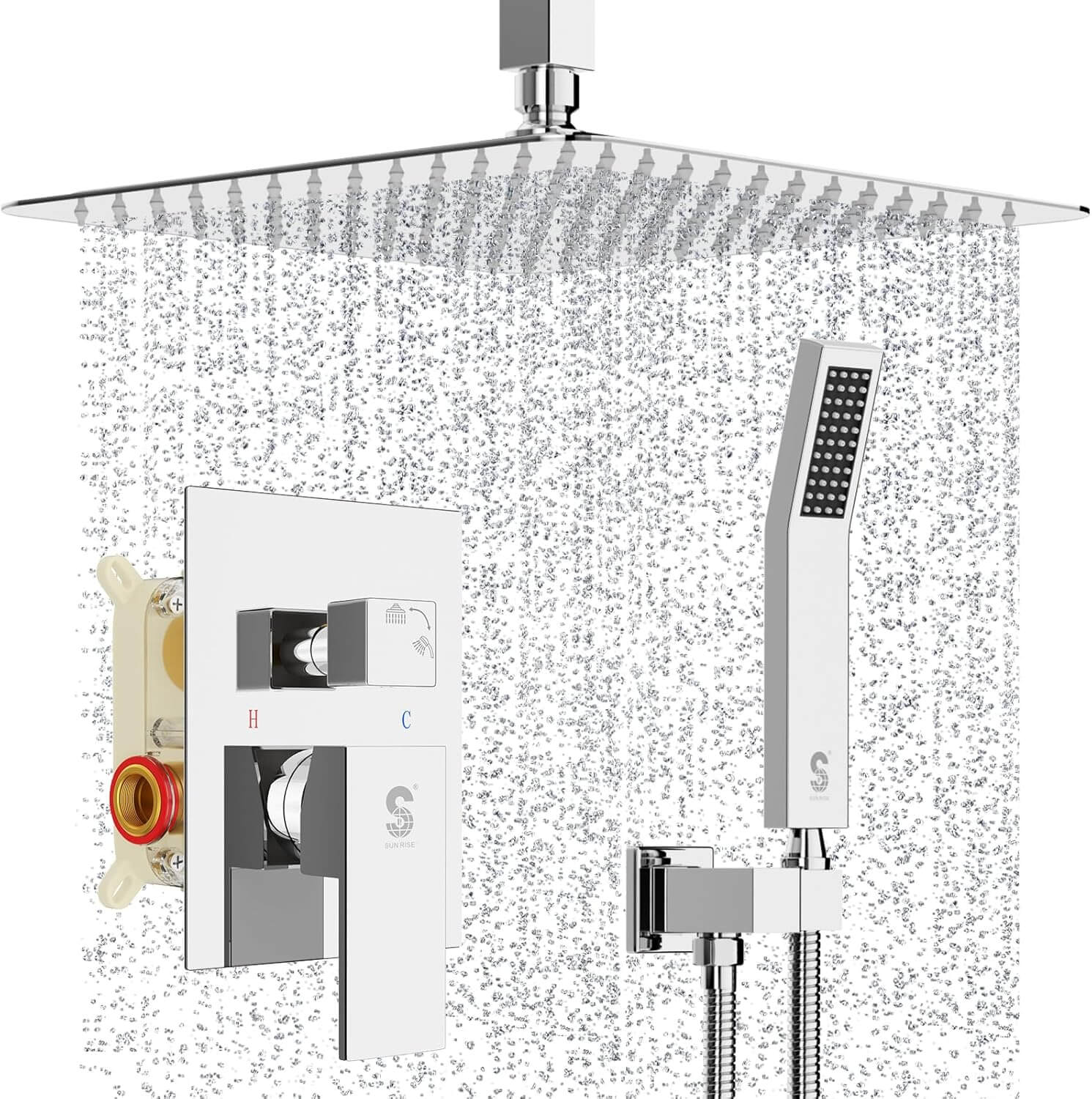 SR SUN RISE 12 Inch Ceiling Mounted Shower System