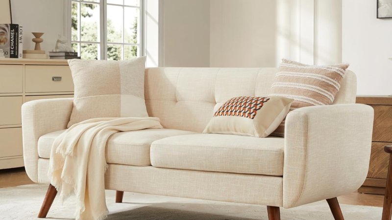 Tbfit 65 inch W Loveseat Sofa Mid Century Modern Decor