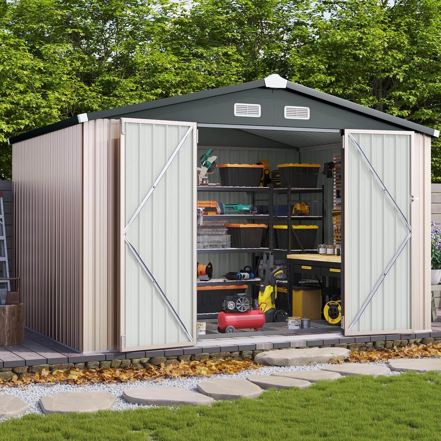 Aoxun 8 by 10 ft Shed Outdoor Storage Shed