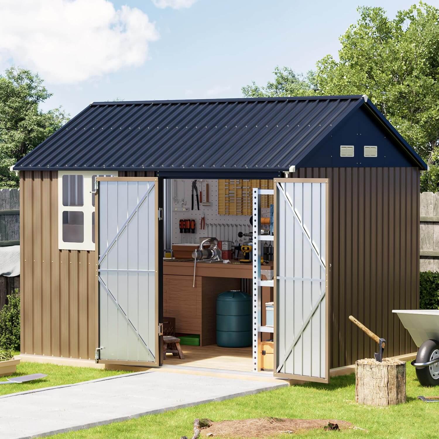 Breezz 8 by 10 ft Outdoor Steel Storage Shed