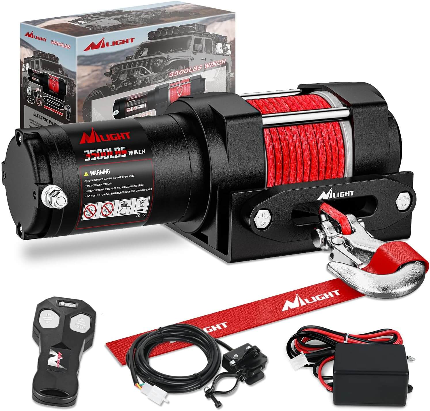Nilight 3500 lbs ATV Winch 12V Electric Winches