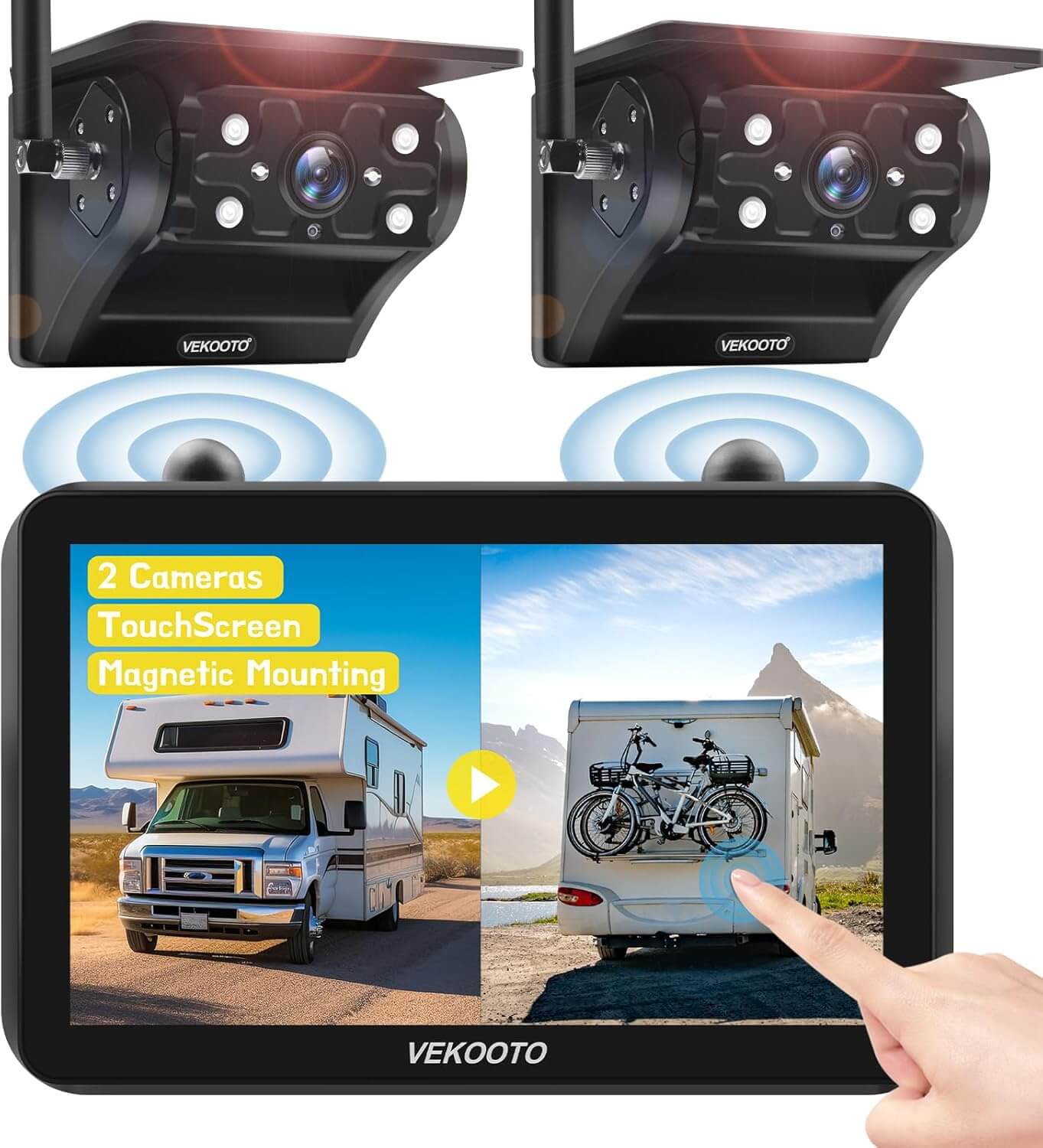 Top 5 Best Wireless Backup Cameras VEKOOTO VK7 2 Magnetic Solar Wireless Backup Camera