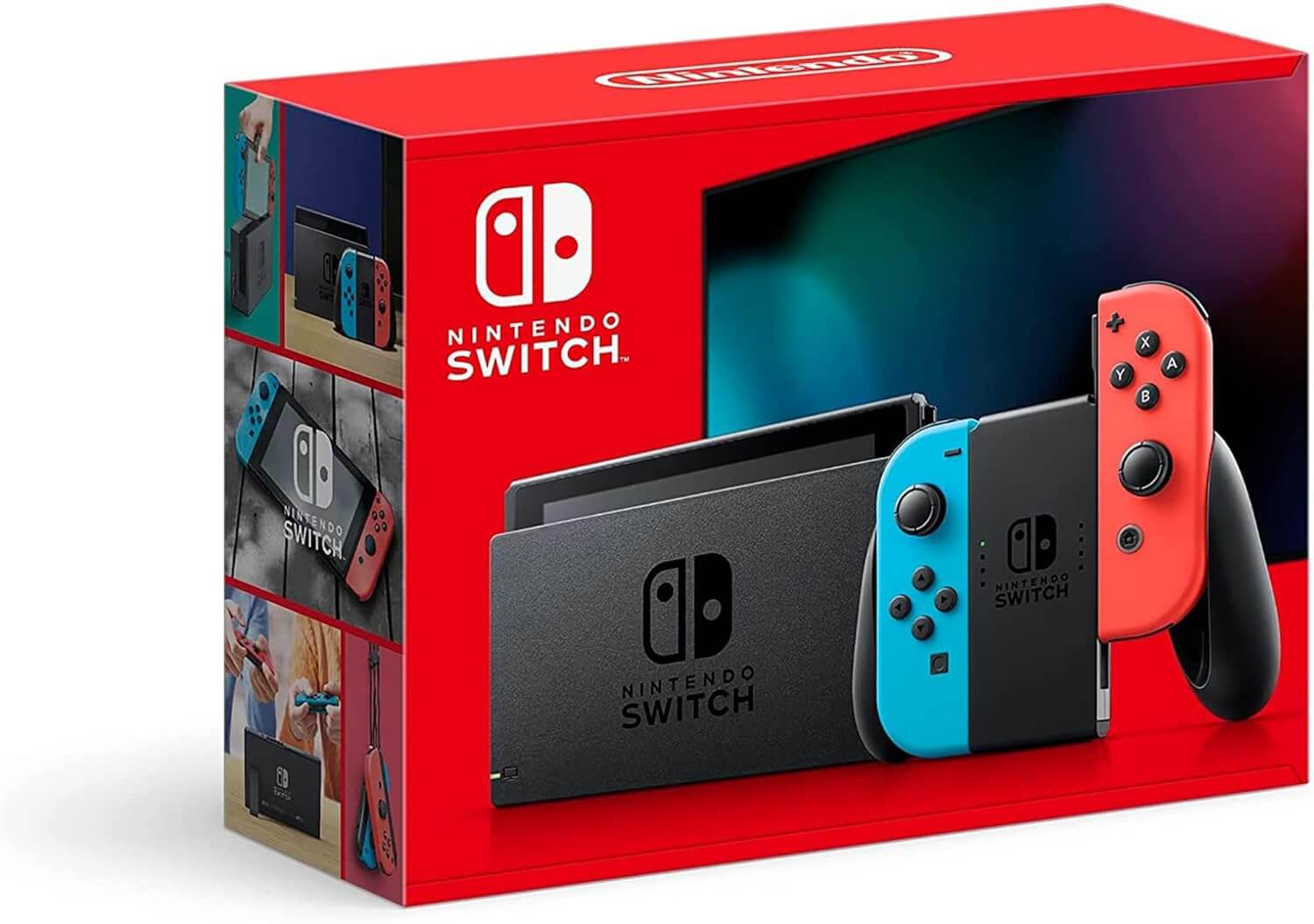 Nintendo Switch with Neon Blue and Red